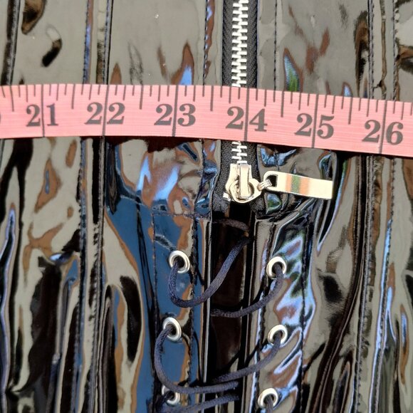 Alivila Y (S) Wet Look Zippered Overbust Corset and Panty Set - Picture 12 of 12